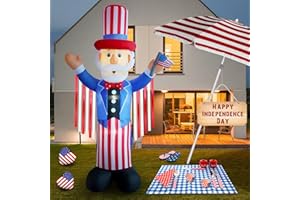 SHDEJTG Independence Day Inflatable Decoration 4th of July Patriot 8ft Uncle Sam Inflatable Decoration Holiday Party Indoor Outdoor Garden Lawn