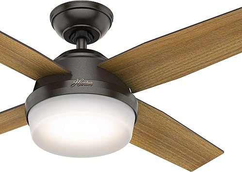 Amazon Co Jp Hunter Fan 44インチ コンテンポラリー ノーブルブロンズ 屋内シーリングファン Ledライトキットとリモコン付き 改良版 ホーム キッチン