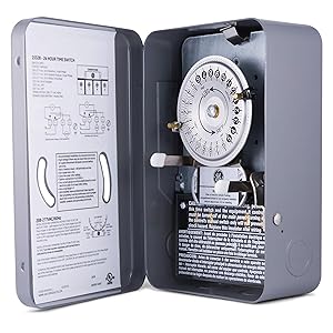 GE 24-Hour Indoor Heavy Duty Mechanical Water Heater Timer Switch - 240 VAC - NEMA 1-Rated Metal Enclosure 40 Amp, Lockable and Tamper Resistant, Double Pole Single Throw, 15328
