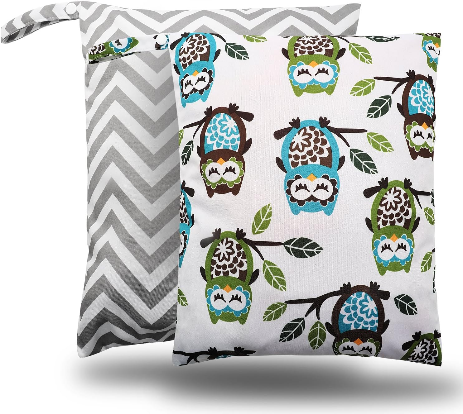 2 Zippered Pockets Baby Wet Bag Diapers, Waterproof and Reusable for Cloth Diapers