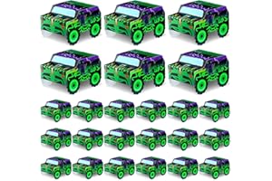 Watersay 24 Pcs Monster Truck Party Decorations Food Boxes Race Car Birthday Supplies Green and Purple Trucks Box Tray Table Centerpiece for Boys Girls Car Favors