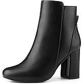 Perphy Round Toe Side Zip Block Heel Ankle Boots for Women