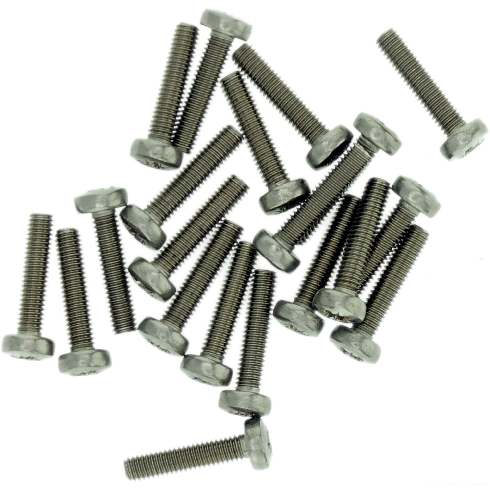 M2.5 (2.5mm x 10mm) Pozi Pan Machine Screw (Bolt) - Stainless Steel (A2) (Pack of 20)