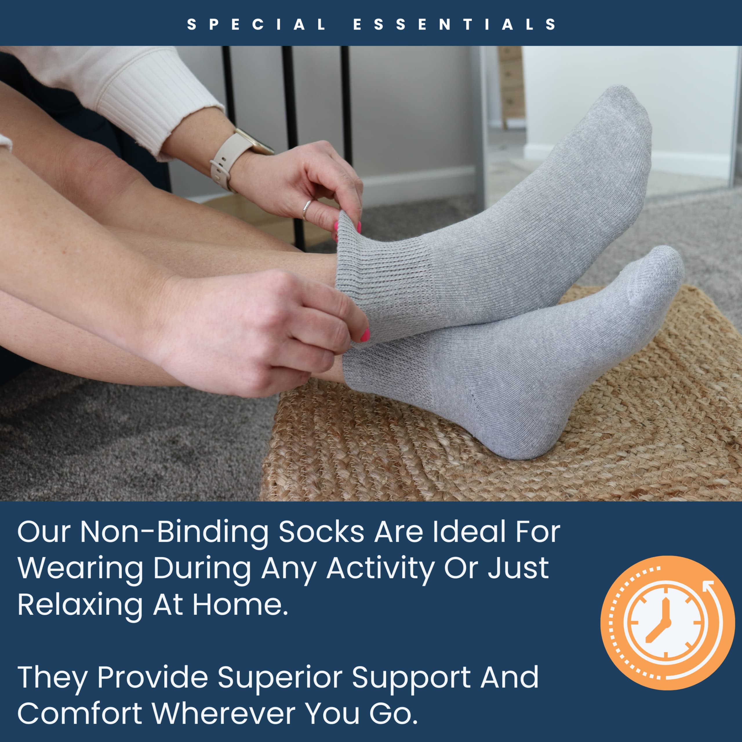 Special Essentials Diabetic Socks for Men & Women – 12 Pairs of Non-Binding Moisture-Wicking Neuropathy Socks – Ankle Length