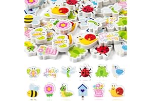 Yopyame 60PCS Spring Flower Butterfly Mini Eraser for Kids Bulk Assorted Novelty Tiny Pencil Eraser Cute Puzzle Eraser Desk Pet School Classroom Prize Student Homework Reward Gift Filling Party Favors