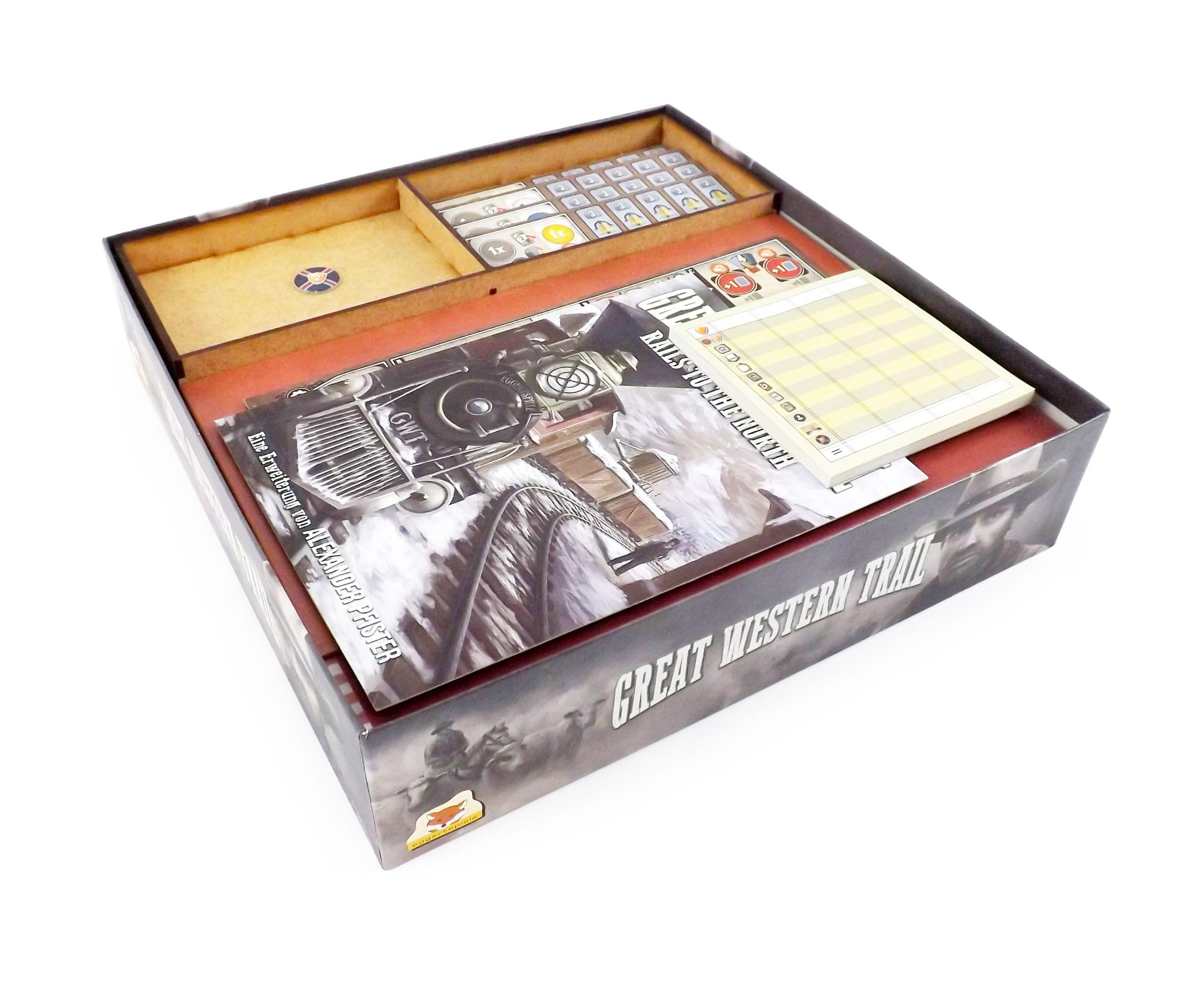 Boardgame Organizer compatible with Great Western Trail and expansion Rails to the North
