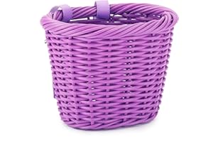 YMHOART Kids Bike Basket Wicker Woven Front Bicycle Basket for Boys Girls Mini Handlebar Basket for Kids Bike or Scooter