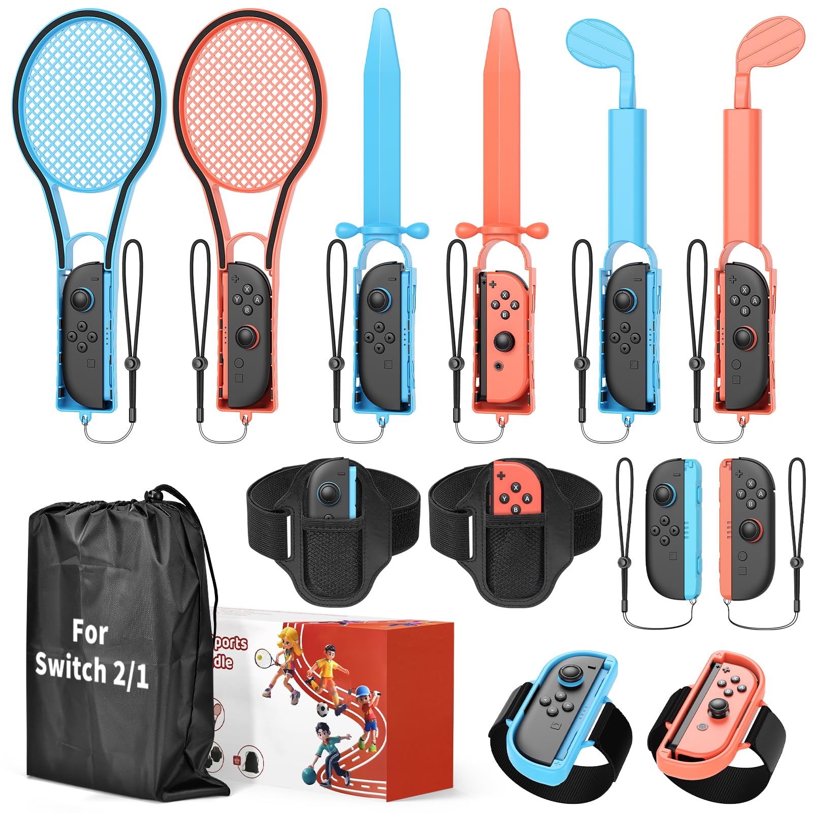 Photo 1 of [?????? ?/? ??????????] Switch Sports Accessories Kit for Nintendo Switch 2(2025)/Switch 1/OLED,Family Party Game Bundle Set for Joy-Con 2 with Storage Carrying Bag for NS2 Sports