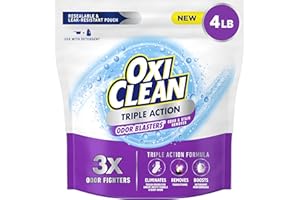 OxiClean Triple Action Odor Blasters, Removes Stains and Eliminates Tough Odors, Stain Remover Powder, Use with Detergent, Color-Safe and Chlorine-Free, 4 Lbs, Pack of 1