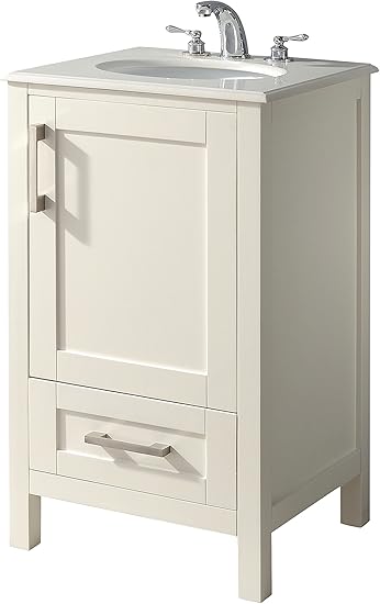 Simplihome Westbridge 20 Inch Contemporary Bath Vanity In Soft White With Bombay White Engineered Quartz Marble Top Vanity Sinks Amazon Com