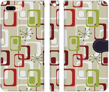 Amazon Co Jp Ruuu Iphone7plus Iphone8plus Iphone6splus 兼用 手帳型 Iphone スマホ ケース カバー レトロ 和柄 ブロック模様 四角 和テイスト おしゃれ かわいい 家電 カメラ
