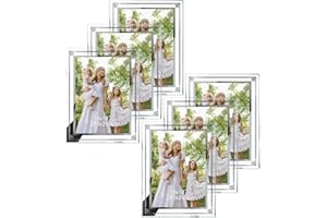 Calenzana 8x10 Glass Picture Frames with Sliver Edge, 8 by 10 Photo Frame for Tabletop Display, 6 Pack