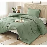 Twin Comforter Set 2 Piece Sage Green by Utopia Bedding, Comforters Twin Size, Bedding Comforters Sets, Down Alternative Soft Bed Set, 1 Comforter (64 x 88 inches) 1 Pillow Shams (20 x 26 inches)