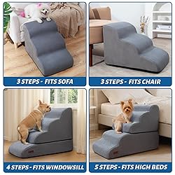 Dog Stairs and Ramp for High Bed, 5-Step Dog Steps