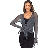 Back From Bali Womens Sheer Shrug Bolero Long Sleeves Cropped Cardigan Lite Bell Sleeves