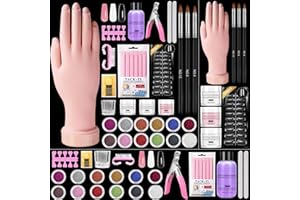 WILFNIEE Practice Hand for Acrylic Nails Kit: Fake Hand for Nail Extensions Caving - Flexible Nail Mannequin Hand for Beginners Salon Home