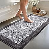 simpWalnut 48x24 Long Bathroom Rugs Non Slip Washable,Large Bath Rugs for Bathroom Floor Tub,Soft Absorbent Quick Dry Bath Mats for Shower, Bathtub, Home Decor, Grey