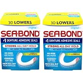 Sea Bond Secure Denture Adhesive Seals, Original for Lowers, All-Day-Hold, 30 Count - 2 Pack