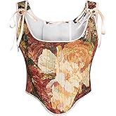 Scarlet Darkness Corset Tops for Women Renaissance Floral Overbust Boned Bustier Bodice