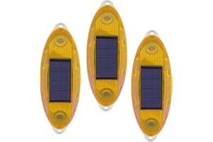 QXMH Solar Strobe Warning Light,Small Solar Safety Warning Light 360 Degree & Outdoor Waterproof,Traffic Pavement Bright LED Lights for Construction Site,Traffic,Dock,Marine,Stop Sign (Yelloe 3 Pack)