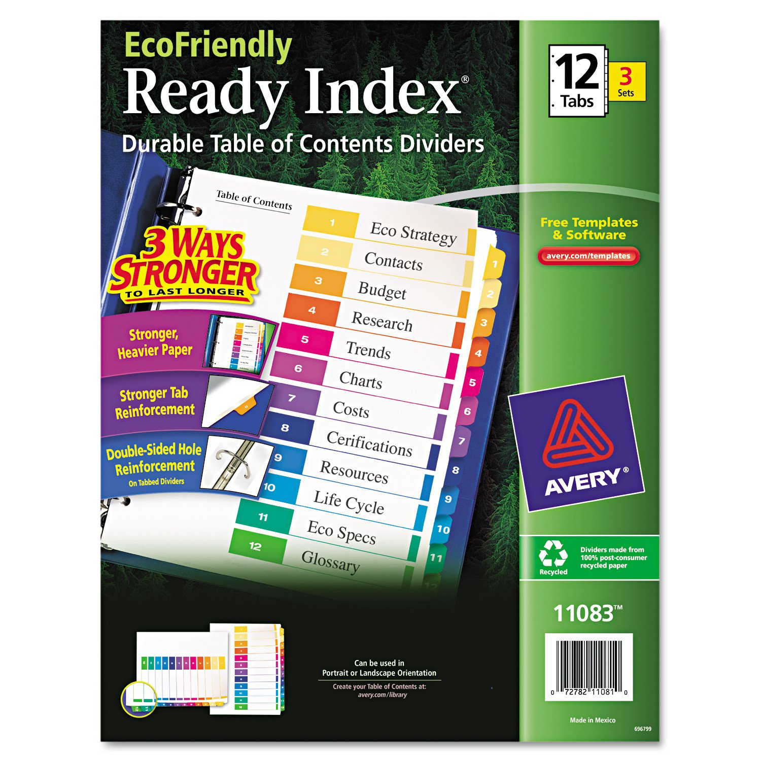 Best Avery Customizable Table Of Contents Dividers, 12-Tab Set 11843