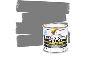 RAINBOW CHALK MARKERS LIMITED Chalkboard Blackboard Paint - Brush on Wood, Metal, Glass, Wall, Plaster Boards Sign, Frame or Any Surface. Use with Chalk Pen Wet Erase, Non-Toxic - Matte Finish [Grey] - (8.5oz Cover 32 sf)