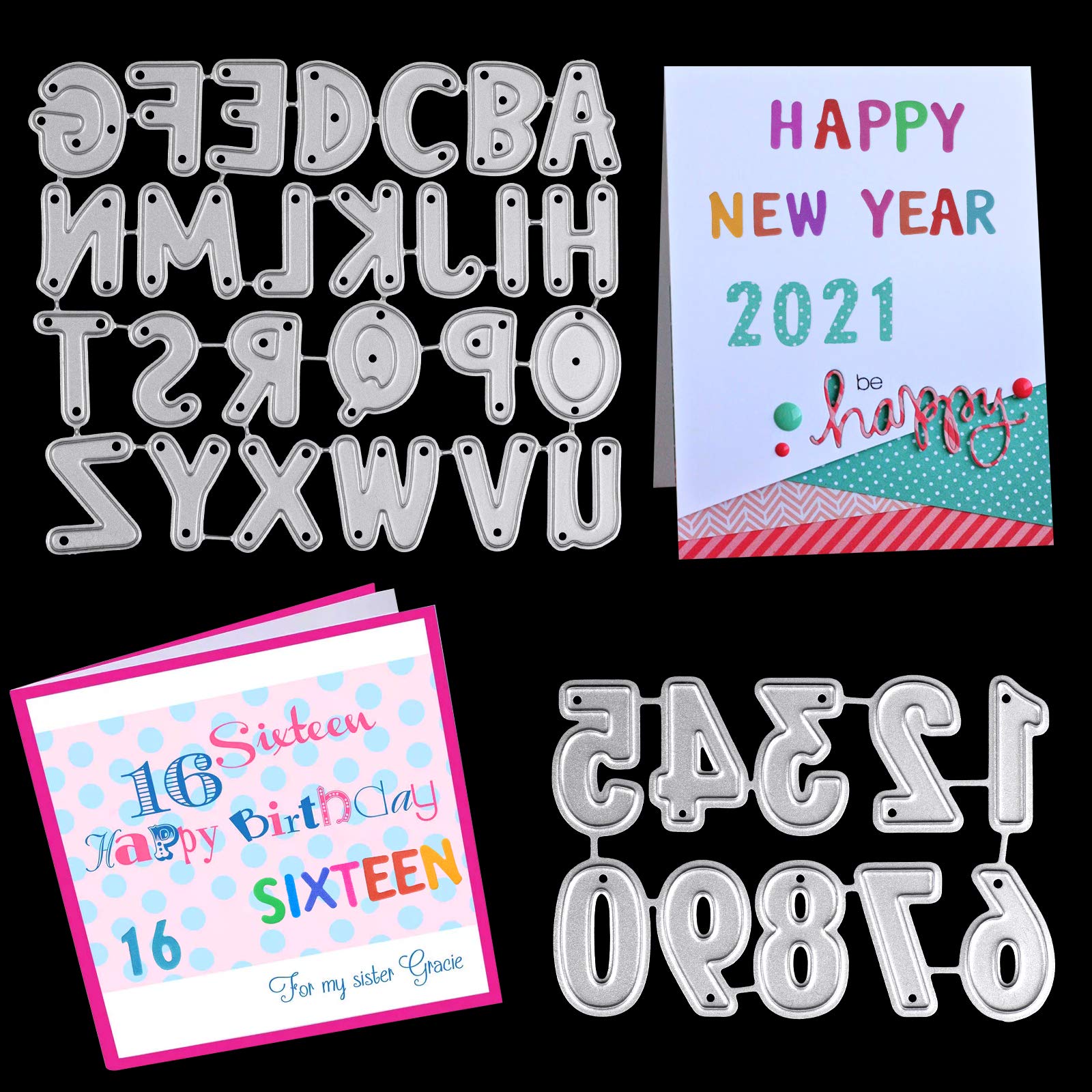 OOTSR Die Cuts for Card Making, 26 Alphabet Letters Metal Cutting Dies and 0-9 Numbers Die Cuts for Card Making, Scrapbooking, Embossing, Paper Craft