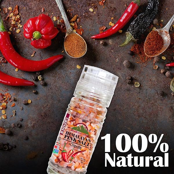HIMALAYAN CHEF PINK SALT GRINDER, CHIPOTLE SALT, 3.53 OUNCES, INCREDIBLE TASTE