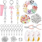 VioraWhite Lip Gloss Charm Kit Lip Gloss Keychain Making Kit Including Assorted Charms Keychain Clips Extender Chain(855 Pcs,Mixed Style)