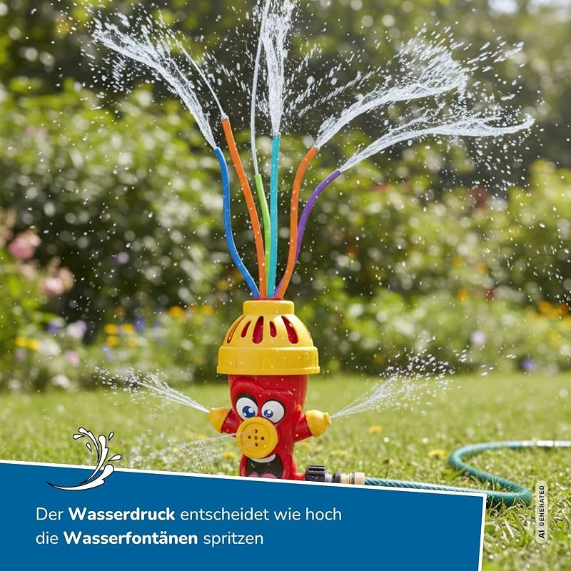 Wassersprinkler Hydrant, roter Wassersprenger für Kinder & Garten