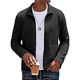 COOFANDY Men's Lightweight Varsity Jacket Casual Bomber Jackets Waffle Zip Up Sweatshirts with Pocket