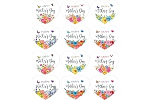 HEYINSHEN 60 Pcs Happy Mother's Day Stickers Heart Floral Mothers Day Gift Tags Stickers Mother's Day Labels Present Stickers for Envelope Seal Cards Boxes Gift Wrap Mothers Day Party Favors Decor