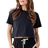 Cozy Earth - Women's All Day Cropped Tee - 100% Cotton T-Shirt - Relaxed Fit - Soft & Breathable