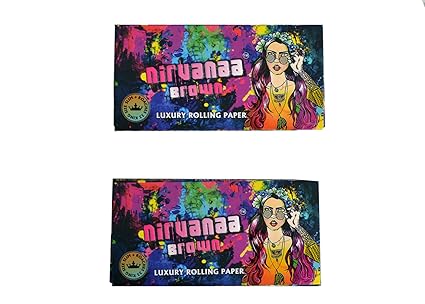 Nirvanaa Brown King Size Slim 33 Leaves Luxury Rolling Paper and Tips - Pack of 2