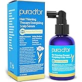 PURA D'OR Hair Thinning Therapy Energizing Scalp Serum 4oz w/Copper Tripeptide, Biotin, Caffeine, Plant Stem Cell, Catalase & DHT Balance, Rosemary Green Tea Leaf Extract, All Hair Types, Men Women