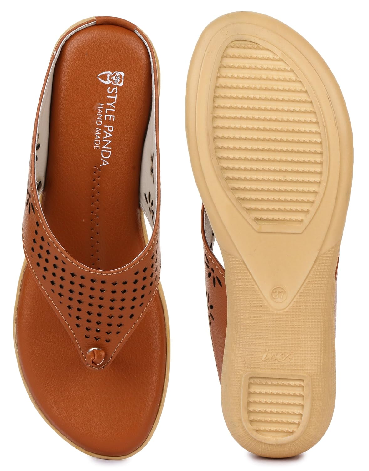 style panda laser cut comfortable flat doctor slippers for women