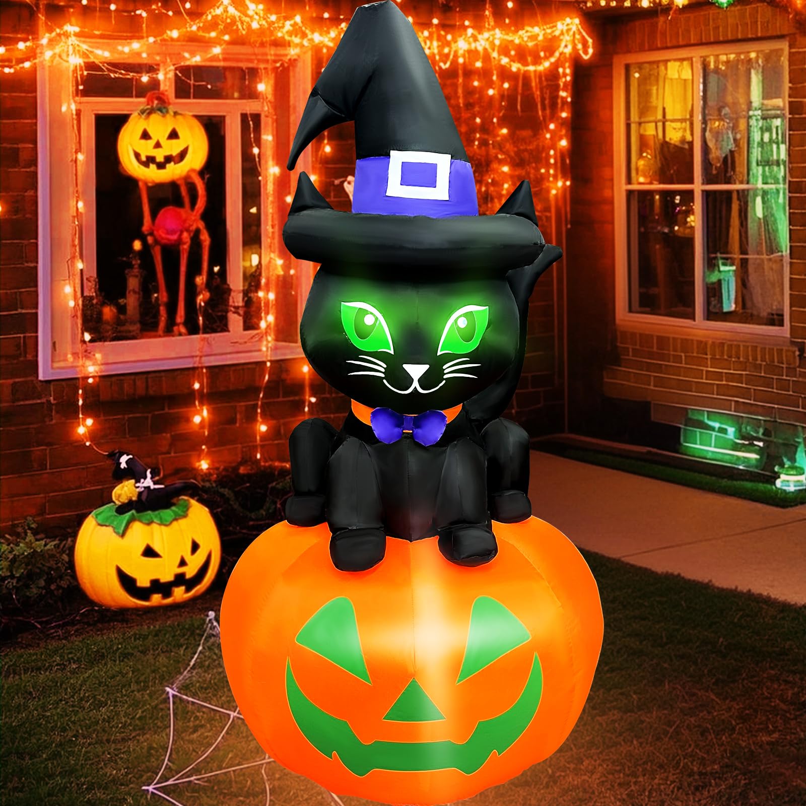 Photo 1 of ?2025 Latest Release?Halloween Black Cat Inflatables 5FT Black Cat Pumpkin Inflatable Decorations with Build-in 3 LED Halloween Cat Blow Up Yard Decor Cute Cat Blowup Decor for Party Garden Lawn