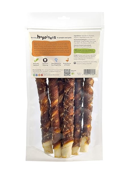 PET ‘N SHAPE DUCK ‘N HIDE TWIST – DUCK WRAPPED RAWHIDE NATURAL DOG TREATS, LARGE, 6 COUNT