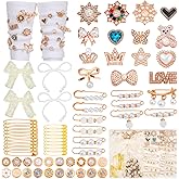 LovelyMoon 70 Pcs Junk Socks Charms Kit, Gold Brooches and Pins for Women, Pearl and Rhinestone Sock Charms with Safety Pins, DIY Accessories for Decorating and Personalizing Socks