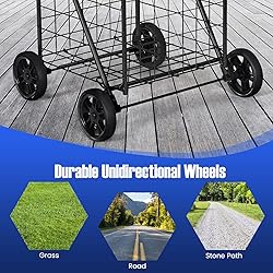 COSTWAY Folding Shopping Cart, Heavy Duty Grocery