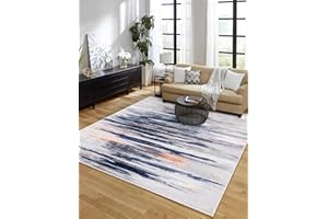 Lahome Abstract Rug for Bedroom,Washable Area Rugs 4x6 Soft Stain Resistant Dining Room Rug, Low-Pile Modern Living Room Rugs Non Slip Carpet Throw Rug for Office(4x6ft,Blue/Multi)
