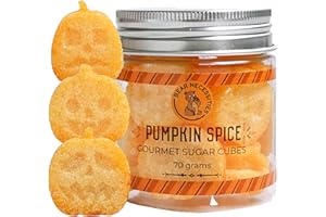 Bear Necessities Gourmet Sugar Cubes – Pumpkin Spice Sugar Cubes in Pumpkin Shapes – Seasonal Fall Handcrafted w/ Pure Cane Sugar – Perfect for Tea, Coffee & Autumn Cocktails – Hostess Gift & Bar Accessory – 70g Jar – About 20 Pumpkins