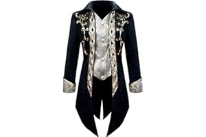 AIBEIX Mens Steampunk Medieval Jacket Gothic Victorian Frock Coat Uniform