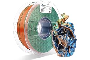 AMOLEN Silk PLA 3D Printer Filament, Tri Color Blue Green Orange PLA 1.75mm, Shiny Multi Color Change Filament 3D Printing PLA Filament for Most FDM 3D Printer, 1kg Spool(2.2lbs)
