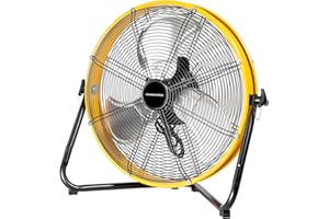 FANNIVERSE 20 In High Velocity Floor Fan Pro, 4500 CFM 3 Speed Industrial Metal Floor Fan with Wall Mount for Commercial, Residential, Warehouse, Covered Patio, Shop, Garage, Barn - UL Safety Listed