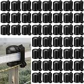 Novabright 80 Pack Electric Fence Insulators and T‑Post Safety Caps T Post Top Insulator Heavy Duty for 1.25&Prime; 1.33&Prime; T Posts Ideal for Farm Livestock Ranch Garden Property Fencing (Black)