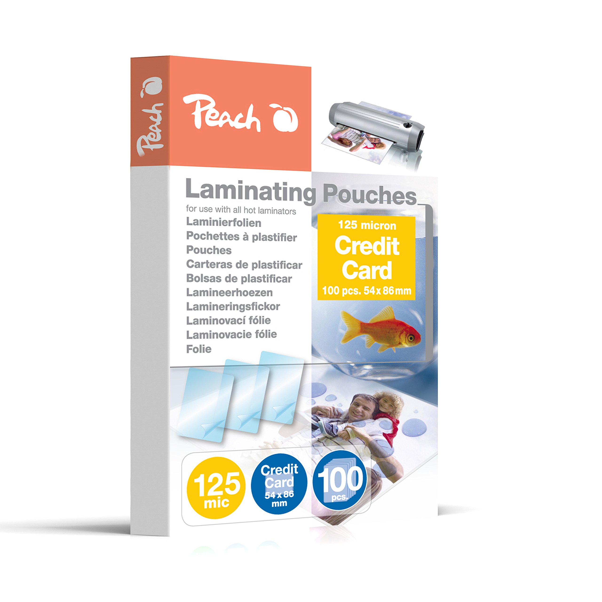 Peach Laminating Pouches for Credit Cards (54x86mm), 125 mic, glossy, PP525-07, set of 100