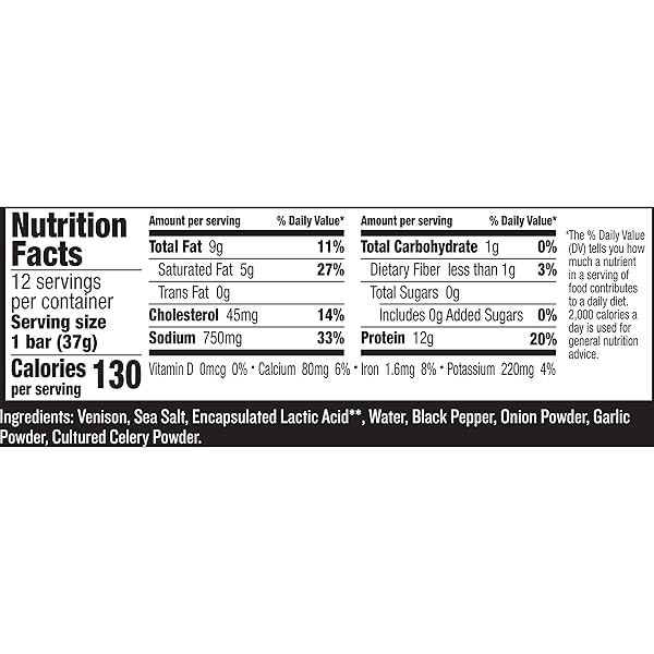 EPIC BARS, VENISON SEA SALT AND PEPPER BAR, KETO FRIENDLY, WHOLE30 APPROVED, GLUTEN FREE, 12 COUNT, 15.6 OZ