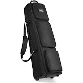 Marscamd Golf Travel Bag with Wheels for Airlines, 1680D Heavy-Duty Case | Dual-Layer Club Protection,Shoulder Strap, 4 Compartment with Wet-Dry Pockets for Golf Gear, Shoes &amp; Personal Items (Black)