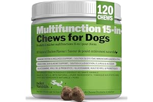 Deley Naturals Dog Multivitamins Chewable - 15 in 1 Dog Vitamins and Supplements for Immune System, Skin, Joint Support & Dig